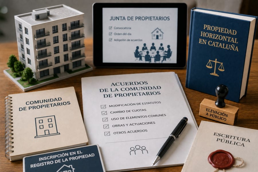 Acuerdos de la comunidad de propietarios en Cataluña: cuándo deben elevarse a escritura pública